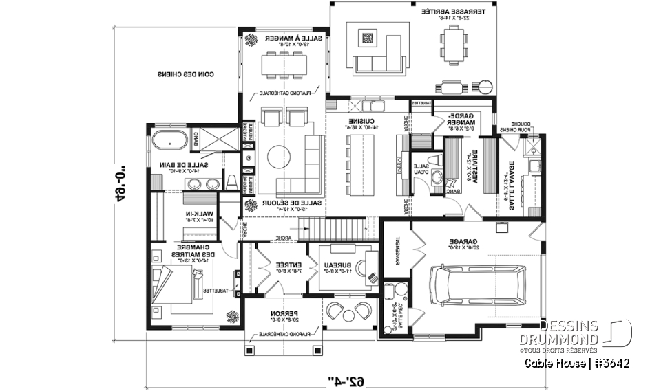 Rez-de-chaussée - Maison style Moderne Français sur dalle proposant garage, 3 à 4 chambres, aire ouverte, vestiaire et plus! - Gable House