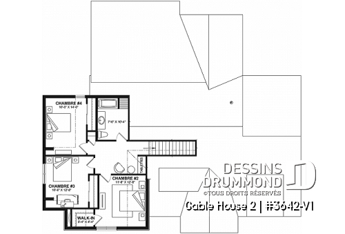 Étage - Maison de style campagne française, 4 à 5 chambres, 2.5 salles de bain, vestiaire, bureau, garage double - Gable House 2