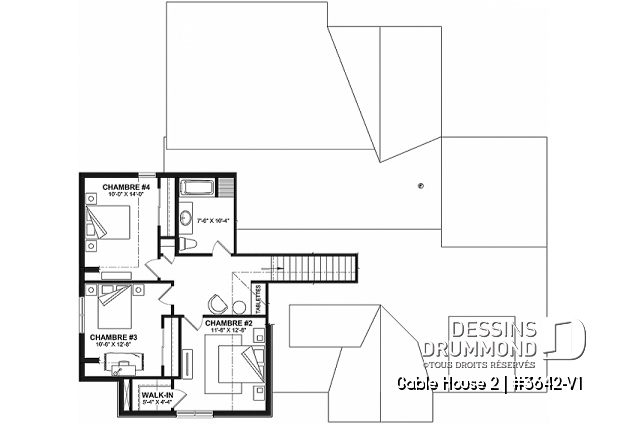 Étage - Maison de style campagne française, 4 à 5 chambres, 2.5 salles de bain, vestiaire, bureau, garage double - Gable House 2