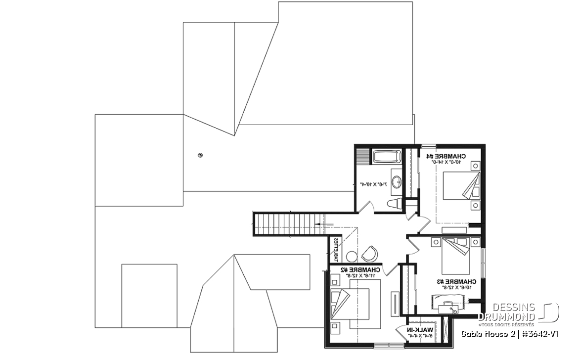 Étage - Plan de maison classique à étage, 4 + chambres, garage double et sous-sol optionnel - Gable House 2