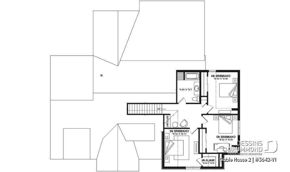 Étage - Plan de maison classique à étage, 4 + chambres, garage double et sous-sol optionnel - Gable House 2
