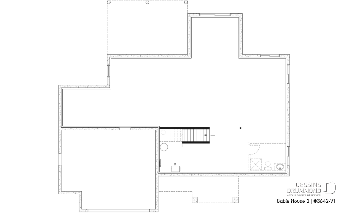 Sous-sol aménageable - Plan de maison classique à étage, 4 + chambres, garage double et sous-sol optionnel - Gable House 2