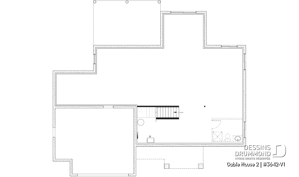 Sous-sol aménageable - Plan de maison classique à étage, 4 + chambres, garage double et sous-sol optionnel - Gable House 2