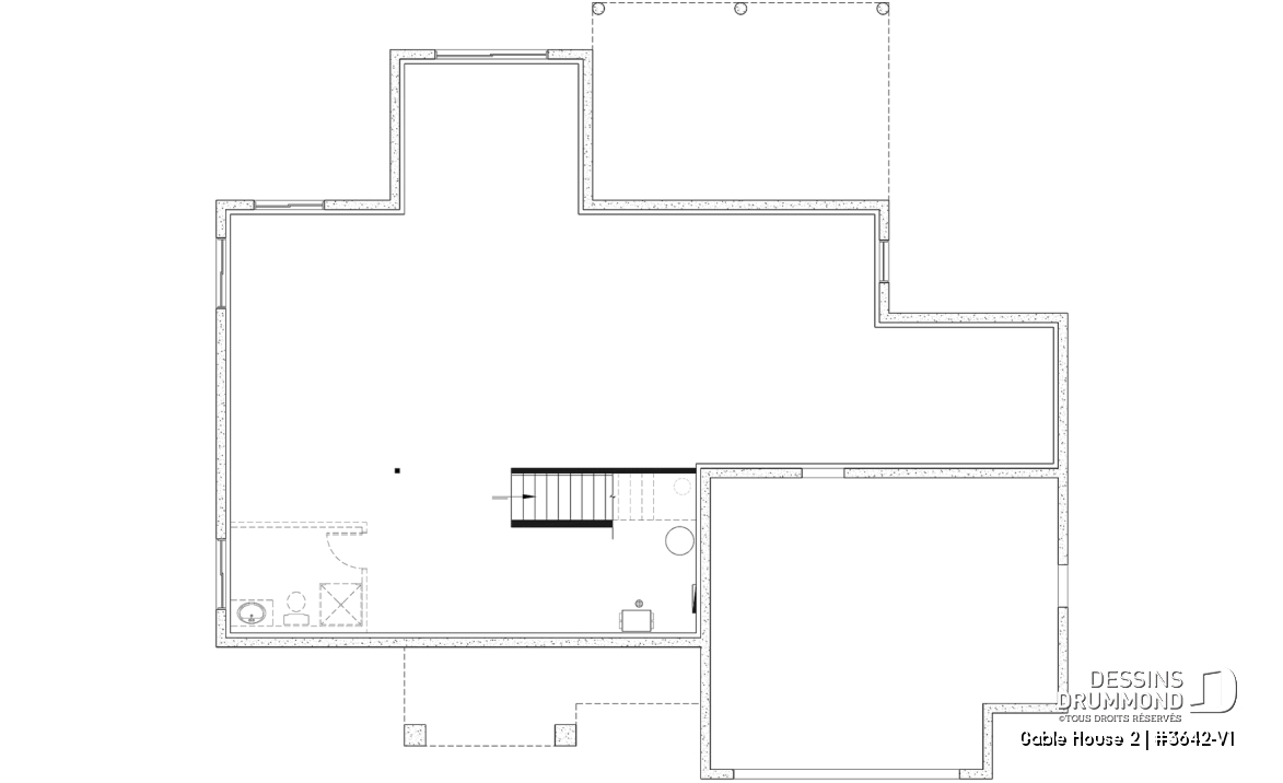 Sous-sol aménageable - Plan de maison classique à étage, 4 + chambres, garage double et sous-sol optionnel - Gable House 2