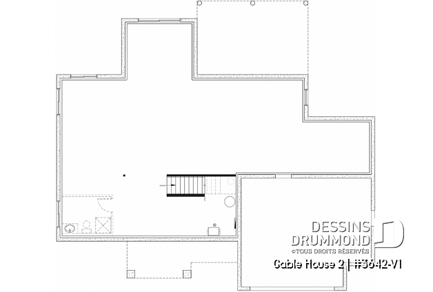 Sous-sol aménageable - Plan de maison classique à étage, 4 + chambres, garage double et sous-sol optionnel - Gable House 2