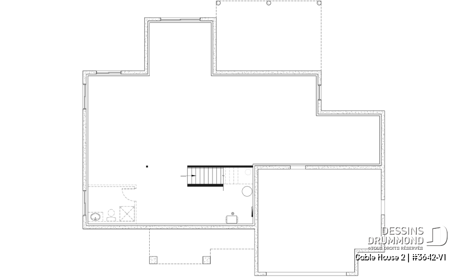Sous-sol aménageable - Plan de maison classique à étage, 4 + chambres, garage double et sous-sol optionnel - Gable House 2