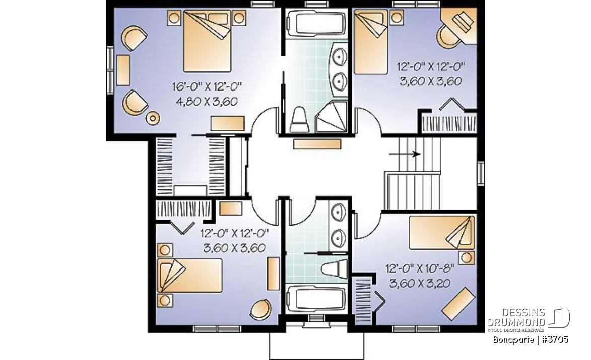 Étage - Maison spacieuse de 4 chambres avec bureau à domicile, 2,5 salles de bain, îlot à la cuisine, walk-in étage - Bonaparte