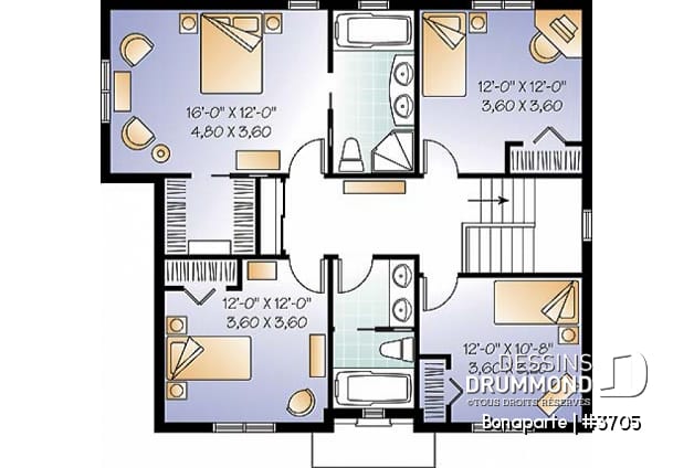 Étage - Maison spacieuse de 4 chambres avec bureau à domicile, 2,5 salles de bain, îlot à la cuisine, walk-in étage - Bonaparte