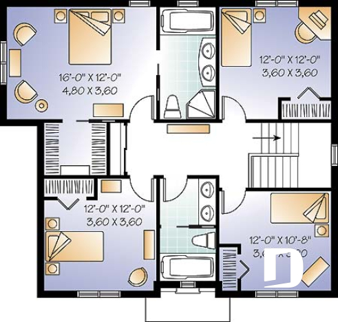 Étage - Maison spacieuse de 4 chambres avec bureau à domicile, 2,5 salles de bain, îlot à la cuisine, walk-in étage - Bonaparte