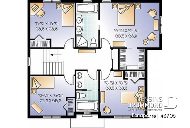 Étage - Maison spacieuse de 4 chambres avec bureau à domicile, 2,5 salles de bain, îlot à la cuisine, walk-in étage - Bonaparte