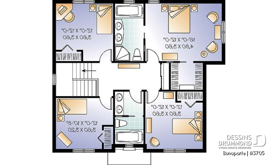 Étage - Maison spacieuse de 4 chambres avec bureau à domicile, 2,5 salles de bain, îlot à la cuisine, walk-in étage - Bonaparte