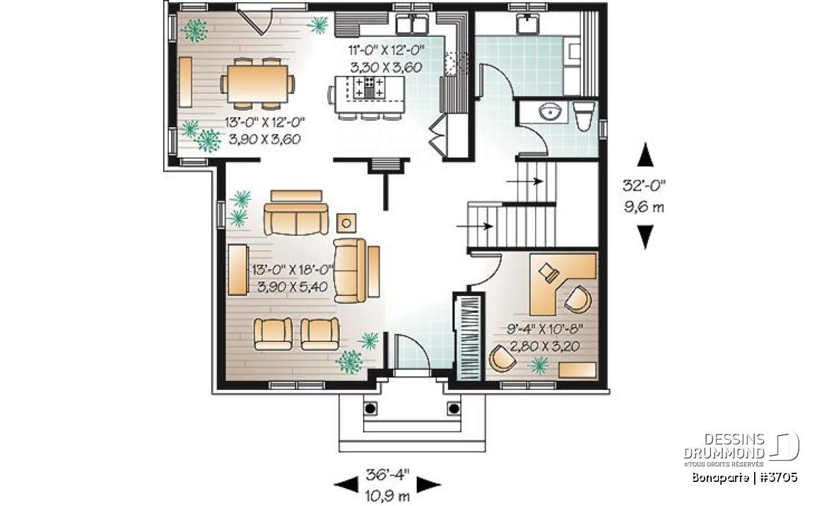 Rez-de-chaussée - Maison spacieuse de 4 chambres avec bureau à domicile, 2,5 salles de bain, îlot à la cuisine, walk-in étage - Bonaparte