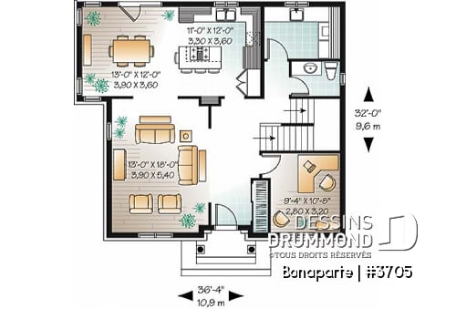 Rez-de-chaussée - Maison spacieuse de 4 chambres avec bureau à domicile, 2,5 salles de bain, îlot à la cuisine, walk-in étage - Bonaparte