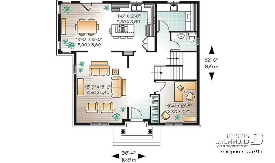Rez-de-chaussée - Maison spacieuse de 4 chambres avec bureau à domicile, 2,5 salles de bain, îlot à la cuisine, walk-in étage - Bonaparte