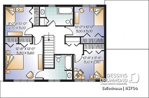 Étage - Maison de style américaine abordable pour son format, 4 chambres, 2 étages, 2 salles séjours - Bellechasse