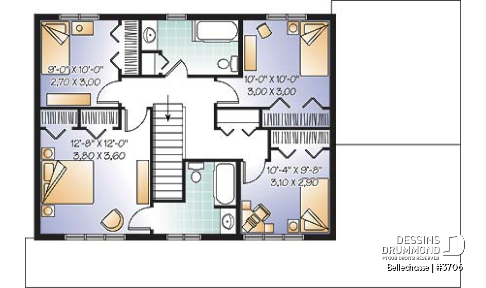 Étage - Maison de style américaine abordable pour son format, 4 chambres, 2 étages, 2 salles séjours - Bellechasse