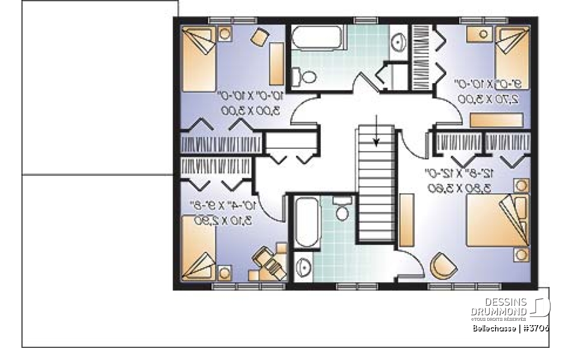 Étage - Maison de style américaine abordable pour son format, 4 chambres, 2 étages, 2 salles séjours - Bellechasse