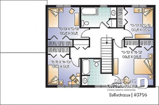 Étage - Maison de style américaine abordable pour son format, 4 chambres, 2 étages, 2 salles séjours - Bellechasse