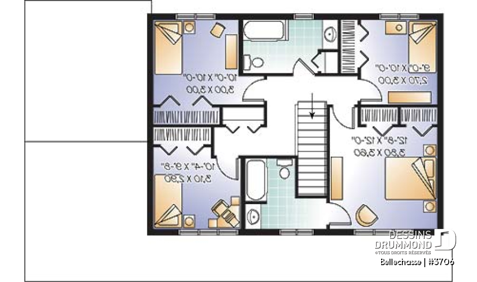 Étage - Maison de style américaine abordable pour son format, 4 chambres, 2 étages, 2 salles séjours - Bellechasse