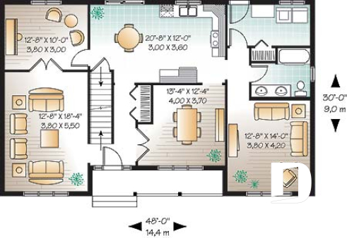 Rez-de-chaussée - Maison de style américaine abordable pour son format, 4 chambres, 2 étages, 2 salles séjours - Bellechasse