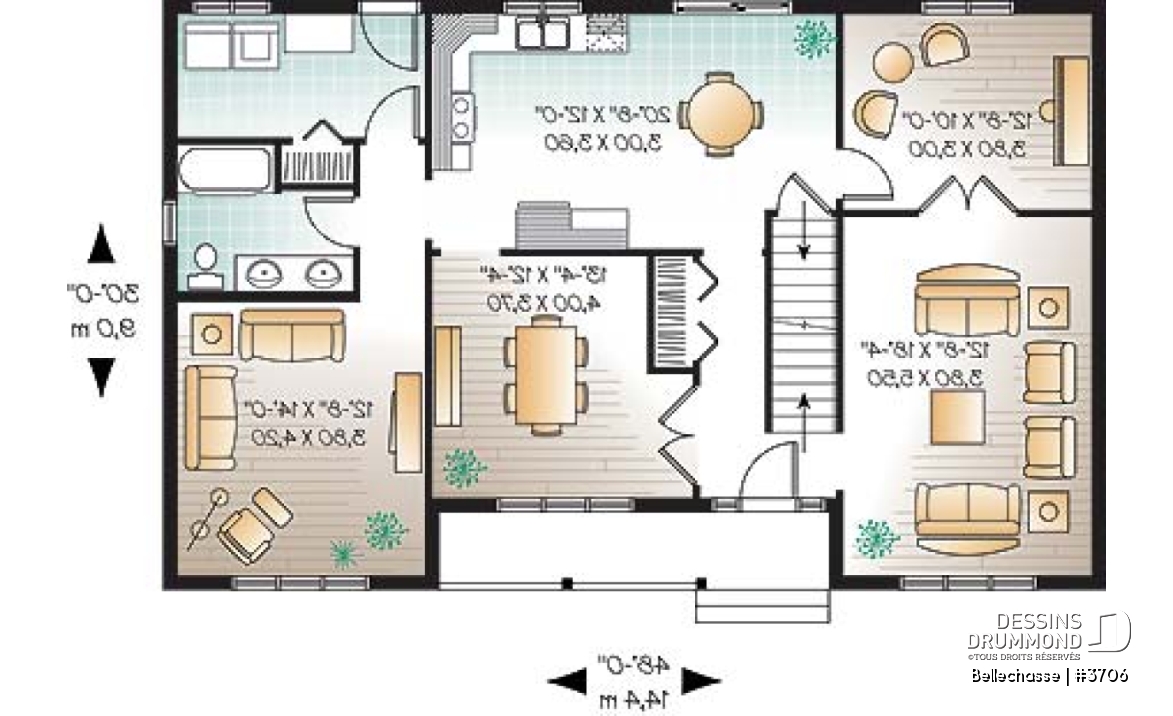Rez-de-chaussée - Maison de style américaine abordable pour son format, 4 chambres, 2 étages, 2 salles séjours - Bellechasse