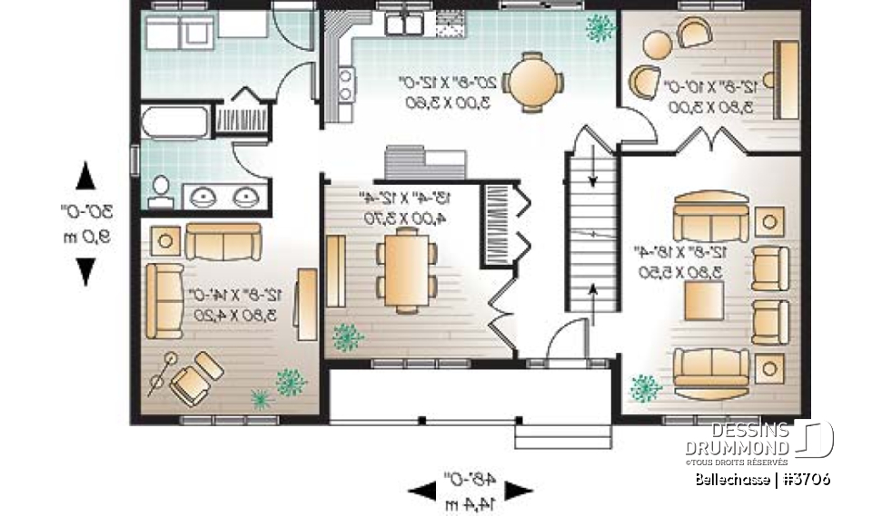 Rez-de-chaussée - Maison de style américaine abordable pour son format, 4 chambres, 2 étages, 2 salles séjours - Bellechasse