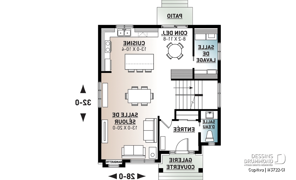 Rez-de-chaussée - Modèle contemporain 3 chambres, plafond 9 pi. au rdc., coin déjeuner, grande salle de bain à l'étage - Captiva