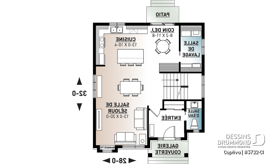 Rez-de-chaussée - Modèle contemporain 3 chambres, plafond 9 pi. au rdc., coin déjeuner, grande salle de bain à l'étage - Captiva