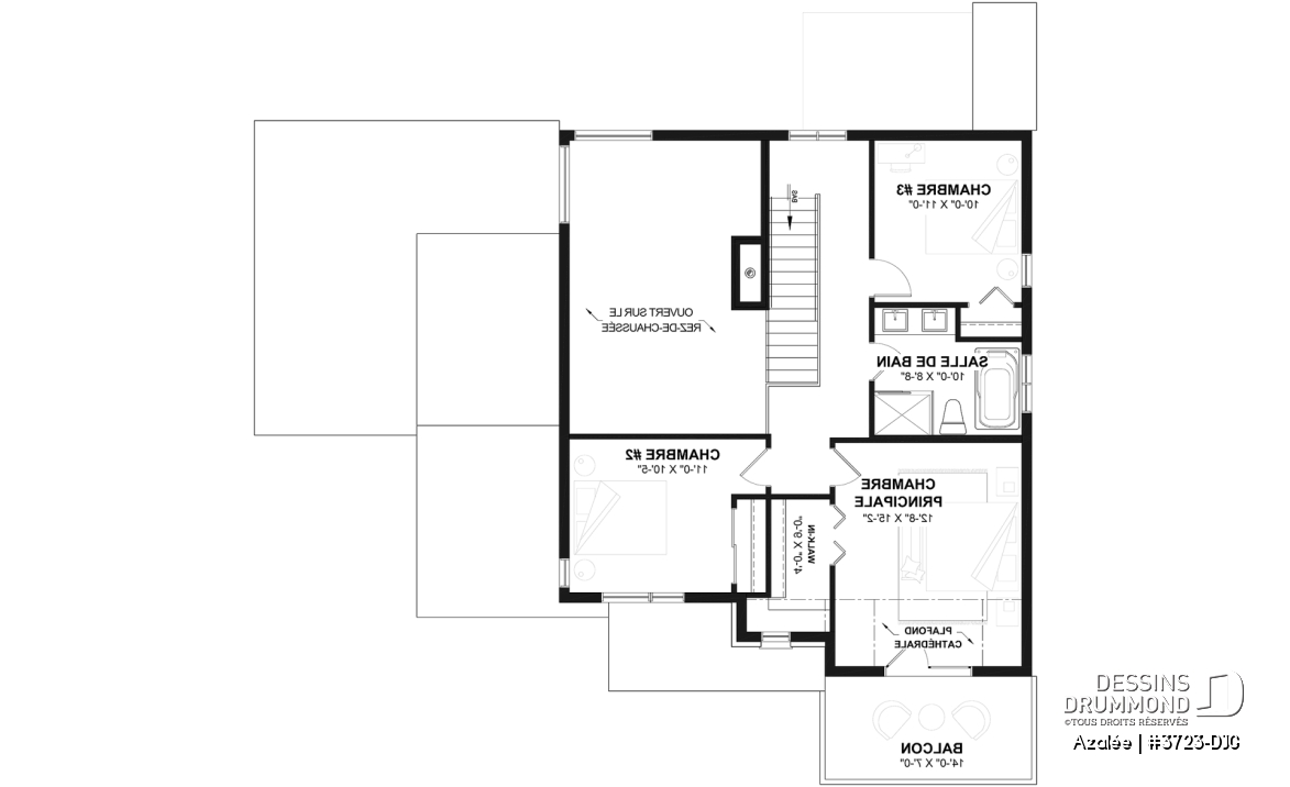 Étage - Modèle de maison Scandinave 3 à 4 chambres, balcon chambre parents, terrasse arrière abritée - Azalée
