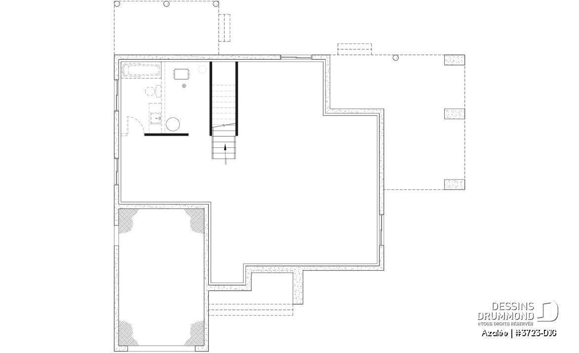 Sous-sol aménageable (Optionel $) - Modèle de maison Scandinave 3 à 4 chambres, balcon chambre parents, terrasse arrière abritée - Azalée