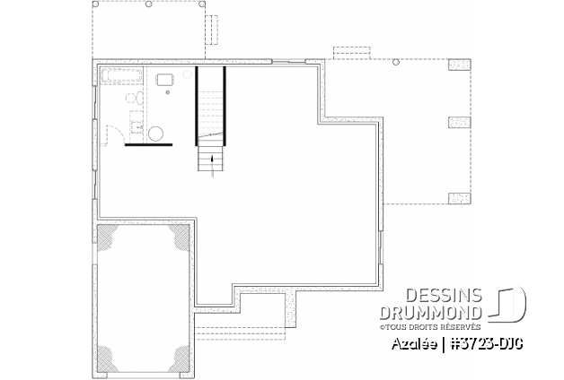 Sous-sol aménageable (Optionel $) du plan de maison unifamiliale 3723-DJG Sous-sol aménageable (Optionel $) - Plan de maison Scandinave 3 à 4 chambres, balcon chambre parents, terrasse arrière abritée - Azalée