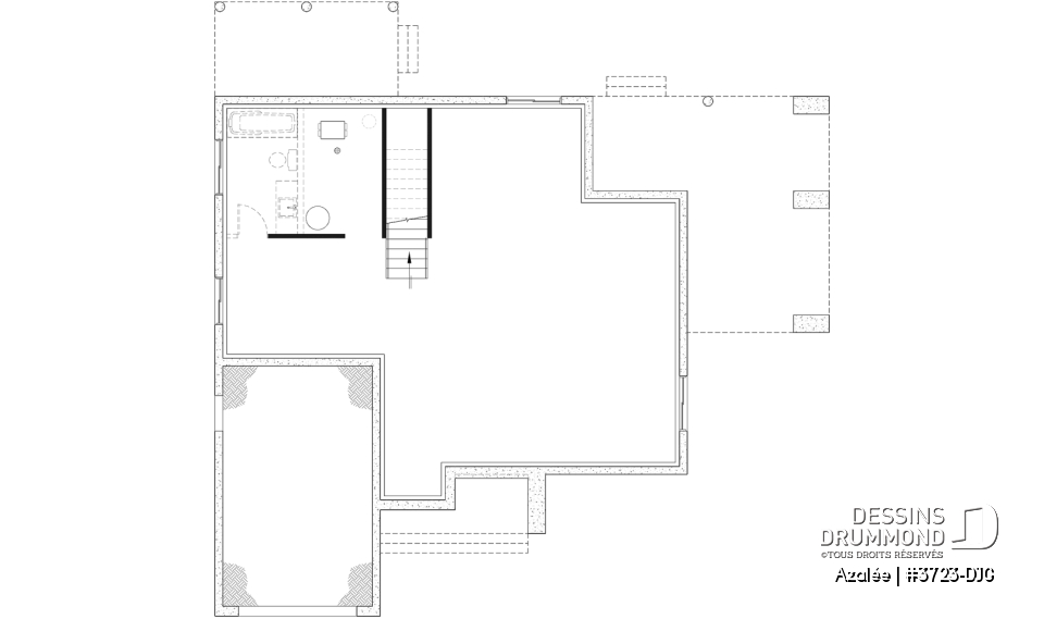 Sous-sol aménageable (Optionel $) - Modèle de maison Scandinave 3 à 4 chambres, balcon chambre parents, terrasse arrière abritée - Azalée