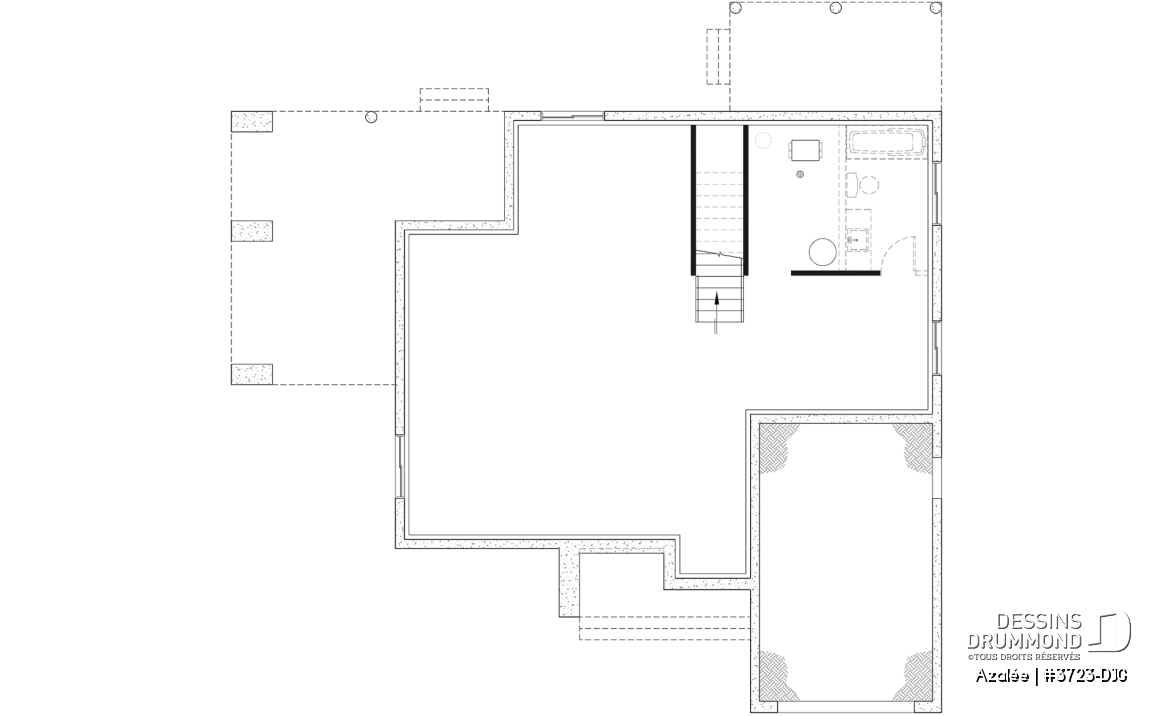 Sous-sol aménageable (Optionel $) - Modèle de maison Scandinave 3 à 4 chambres, balcon chambre parents, terrasse arrière abritée - Azalée