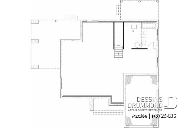 Sous-sol aménageable (Optionel $) du plan de maison unifamiliale 3723-DJG Sous-sol aménageable (Optionel $) - Plan de maison Scandinave 3 à 4 chambres, balcon chambre parents, terrasse arrière abritée - Azalée