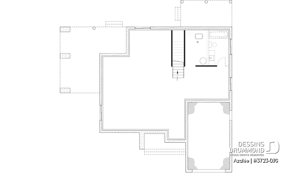 Sous-sol aménageable (Optionel $) - Modèle de maison Scandinave 3 à 4 chambres, balcon chambre parents, terrasse arrière abritée - Azalée
