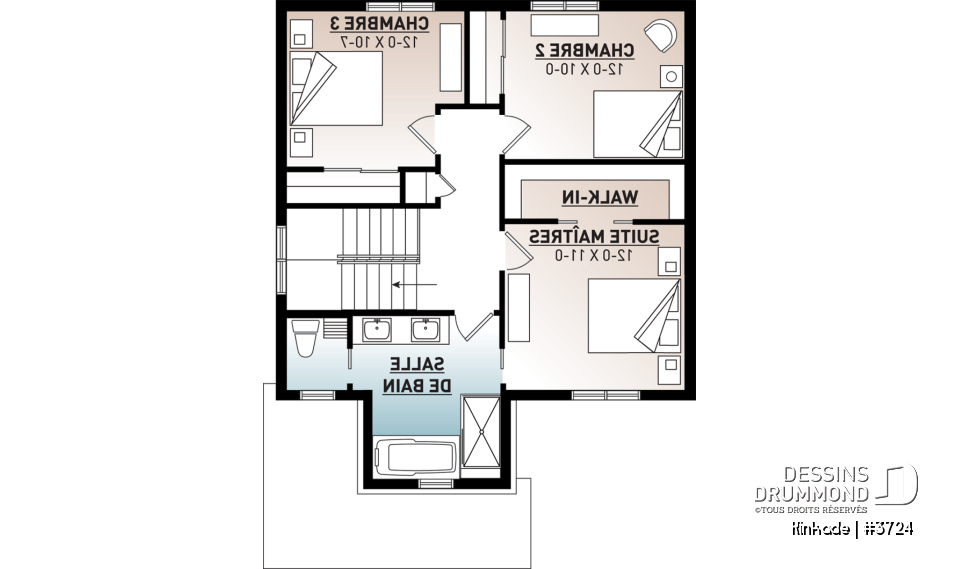 Étage - Maison style moderne rustique tendance, plancher à aire ouverte, 3 chambres, grande salle de bain, buanderie - Kinkade