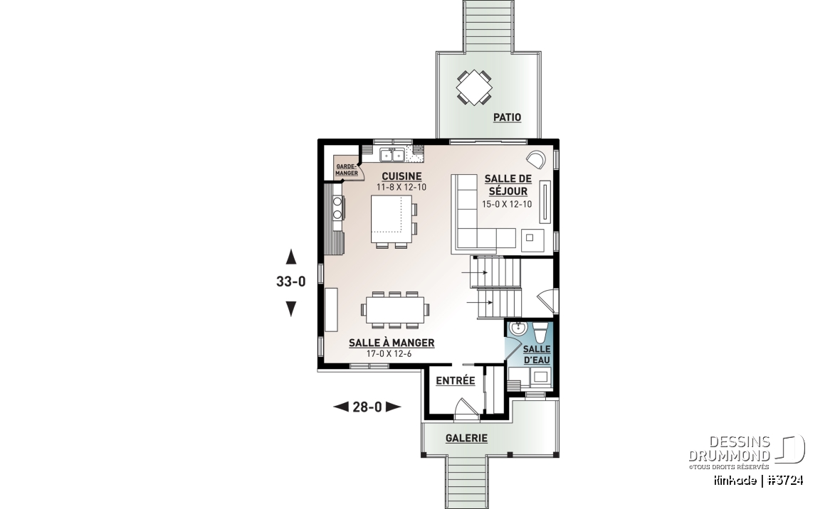 Rez-de-chaussée - Maison style moderne rustique tendance, plancher à aire ouverte, 3 chambres, grande salle de bain, buanderie - Kinkade