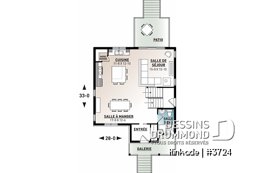 Rez-de-chaussée - Maison style moderne rustique tendance, plancher à aire ouverte, 3 chambres, grande salle de bain, buanderie - Kinkade