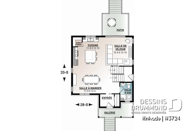 Rez-de-chaussée - Maison style moderne rustique tendance, plancher à aire ouverte, 3 chambres, grande salle de bain, buanderie - Kinkade