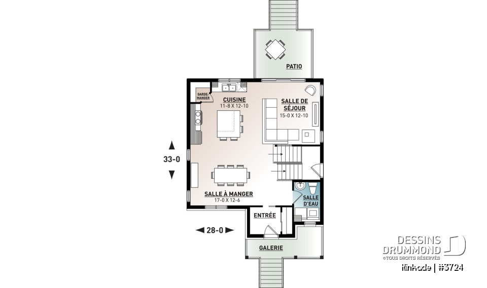 Rez-de-chaussée - Maison style moderne rustique tendance, plancher à aire ouverte, 3 chambres, grande salle de bain, buanderie - Kinkade