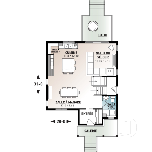 Rez-de-chaussée - Maison style moderne rustique tendance, plancher à aire ouverte, 3 chambres, grande salle de bain, buanderie - Kinkade