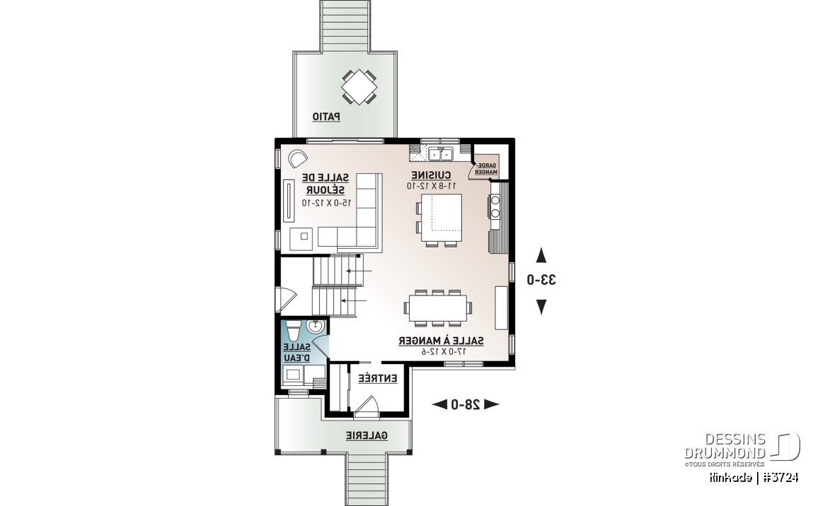 Rez-de-chaussée - Maison style moderne rustique tendance, plancher à aire ouverte, 3 chambres, grande salle de bain, buanderie - Kinkade