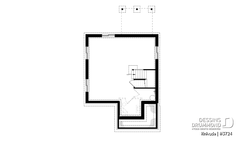 Sous-sol - Maison style moderne rustique tendance, plancher à aire ouverte, 3 chambres, grande salle de bain, buanderie - Kinkade