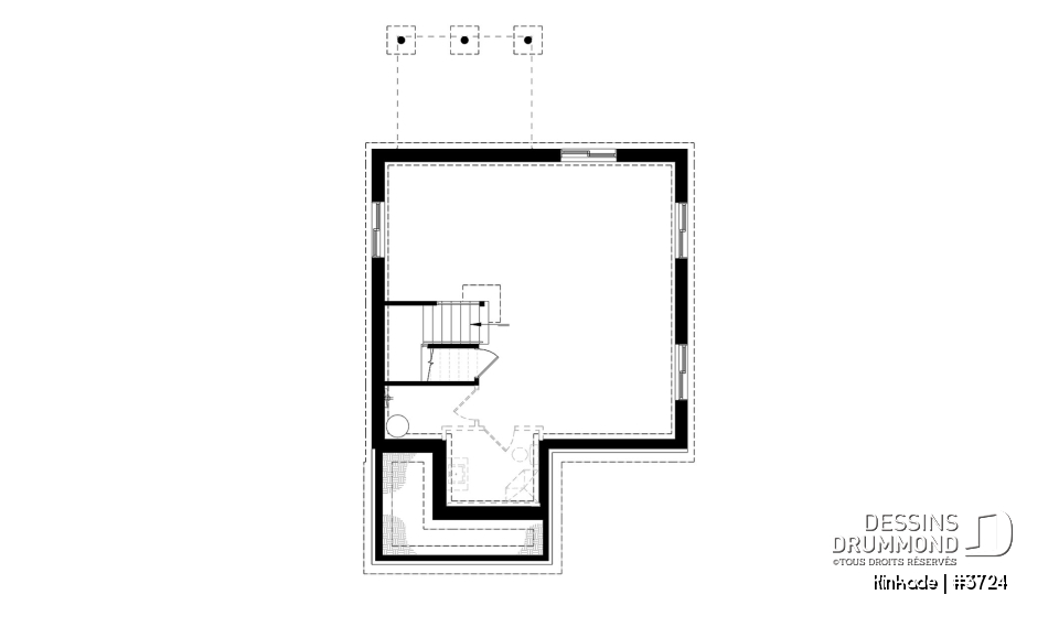 Sous-sol - Maison style moderne rustique tendance, plancher à aire ouverte, 3 chambres, grande salle de bain, buanderie - Kinkade