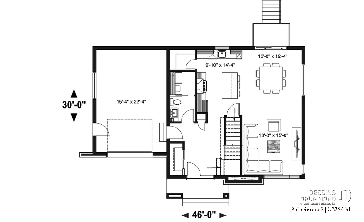 Rez-de-chaussée - Maison contemporaine 3-4 chambres, garage, plancher spacieux, cuisine, garde-manger et îlot, sous-sol aménagé - Bellechasse 2