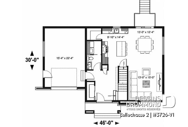 Rez-de-chaussée - Maison contemporaine 3 chambres, garage, plancher spacieux, cuisine, garde-manger et îlot, sous-sol aménagé - Bellechasse 2