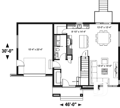 Rez-de-chaussée - Maison contemporaine 3-4 chambres, garage, plancher spacieux, cuisine, garde-manger et îlot, sous-sol aménagé - Bellechasse 2