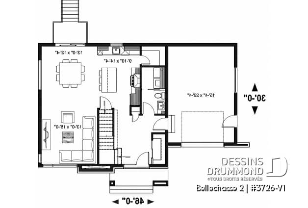 Rez-de-chaussée - Maison contemporaine 3 chambres, garage, plancher spacieux, cuisine, garde-manger et îlot, sous-sol aménagé - Bellechasse 2