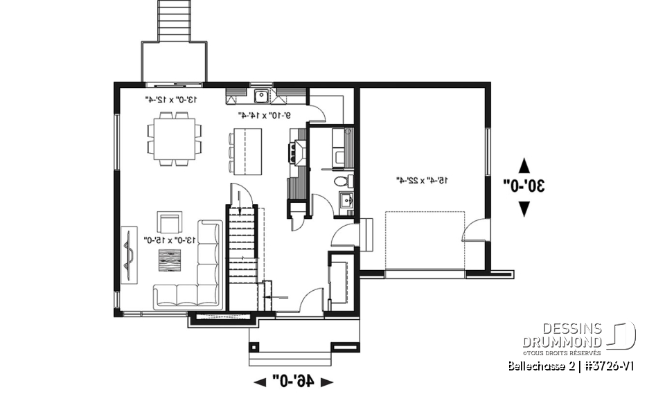 Rez-de-chaussée - Maison contemporaine 3-4 chambres, garage, plancher spacieux, cuisine, garde-manger et îlot, sous-sol aménagé - Bellechasse 2