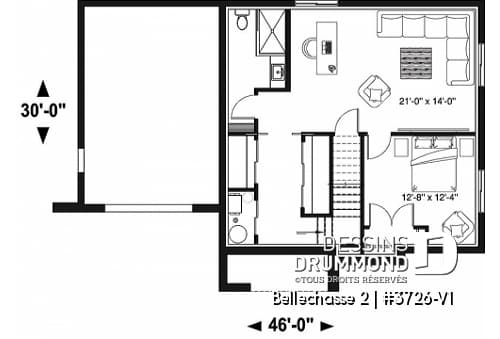 Sous-sol - Maison contemporaine 3 chambres, garage, plancher spacieux, cuisine, garde-manger et îlot, sous-sol aménagé - Bellechasse 2